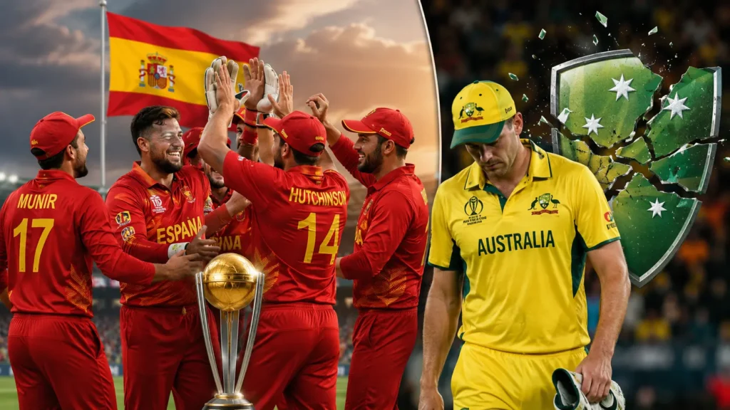 Spain Cricket Record - Spanish and Australian cricket players celebrating