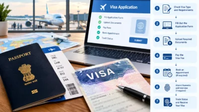 Travel visa application process online checklist and passport