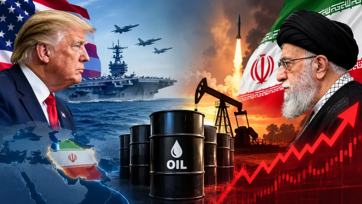 US-Iran Conflict Explained Oil Prices chart showing rising crude oil costs due to naval tensions